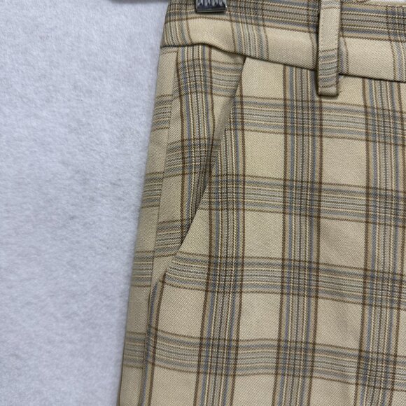 Bohme Pants Womens XS Beige Plaid Trousers Stretch Slim Fit Flat Front Dress - Picture 2 of 12